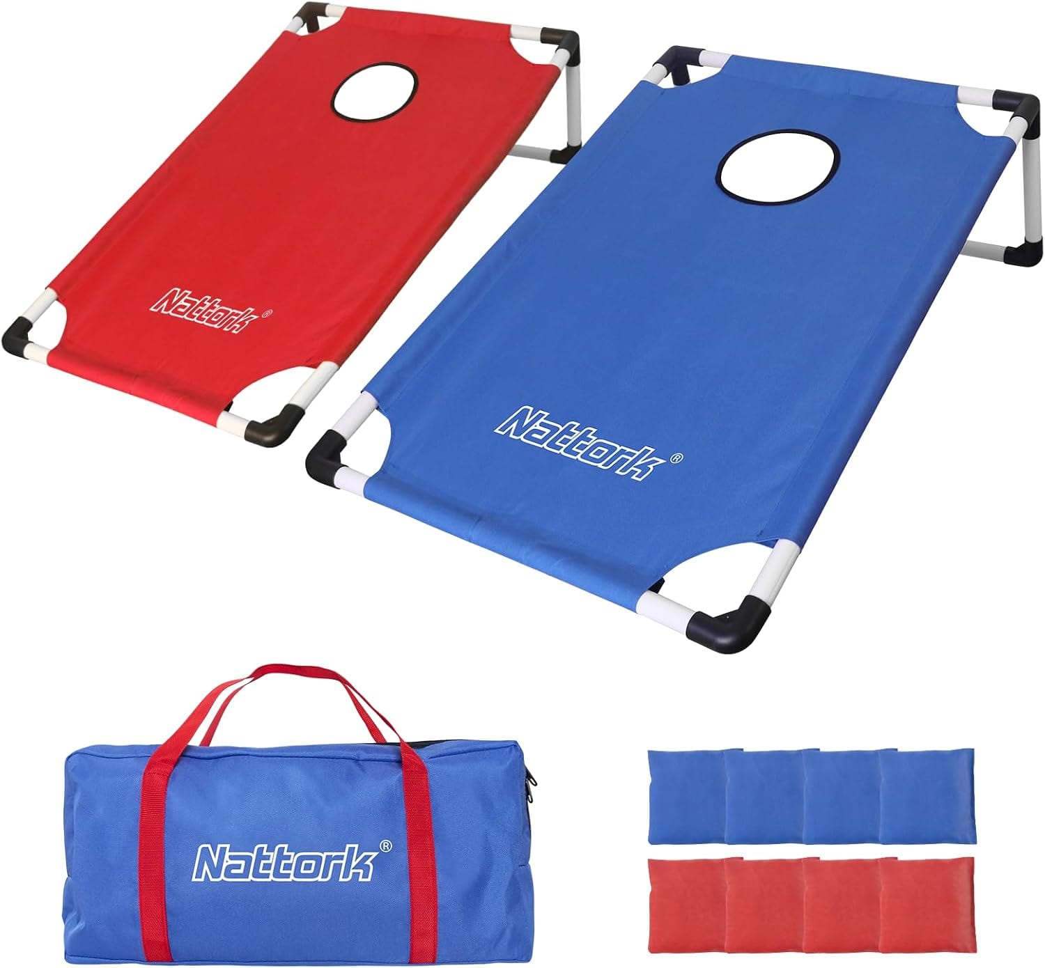 ESYWIND Portable Cornhole Game Set – 2 Boards & 16 Bean Bags for Tailgate & Backyard